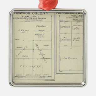 T23S R2021E Tulare County Abschnitt-Karte Silbernes Ornament