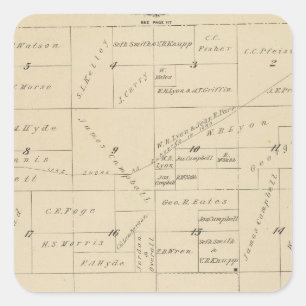 T24S R22E Tulare Landkreis Karte Quadratischer Aufkleber