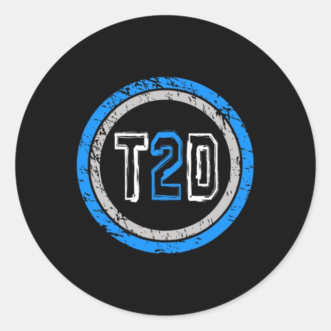 T2d Blue Emblem Typ 2 Diabetes Bewusstsein Runder Aufkleber (Vorderseite)
