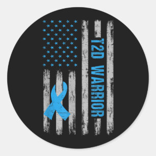 T2d Krieger Bewusstsein Amerikanische Flagge Diabe Runder Aufkleber