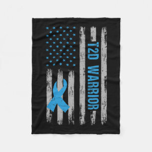 T2d Warrier Awareness American Flag Diabetic Diabe Fleecedecke