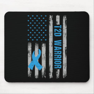 T2d Warrier Awareness American Flag Diabetic Diabe Mousepad