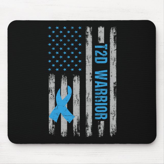 T2d Warrier Awareness American Flag Diabetic Diabe Mousepad (Vorne)