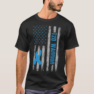 T2D Warrier Awareness American Flag Diabetic Diabe T-Shirt