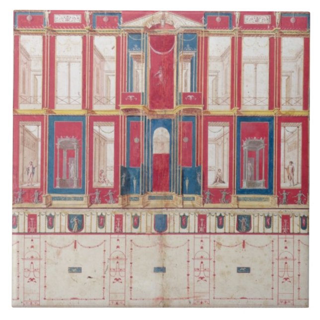 T31456 Studie eines römischen Freskos, 1775 (w/c, Fliese (Vorderseite)