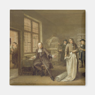 T32334 der Käufer am Kleidungs-Kaufmann, 1690 Magnet