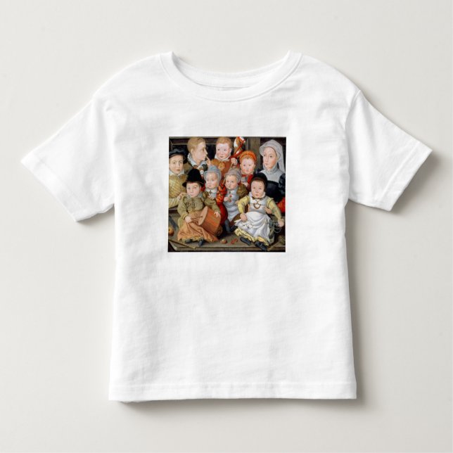 T3337 Portrait einer Mutter mit ihren acht Kindern Kleinkind T-shirt (Vorderseite)