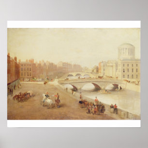 T34018 der Fluss Liffey und die Gerichte, Dublin Poster