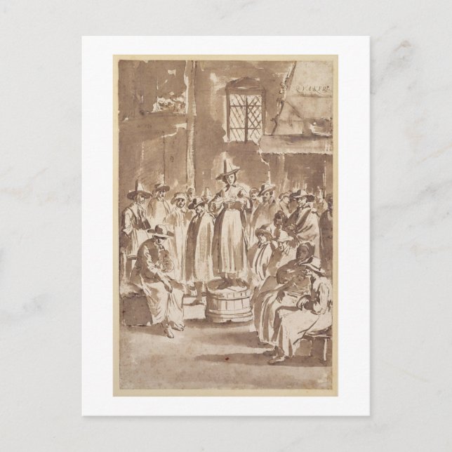 T34029 A Quaker Prayer Meeting (Stift & Tinte auf  Postkarte (Vorderseite)