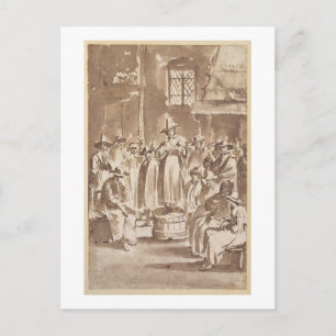 T34029 A Quaker Prayer Meeting (Stift & Tinte auf  Postkarte