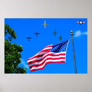 T-1A, T-38C und T-6A US FLAG FLYPAST Poster