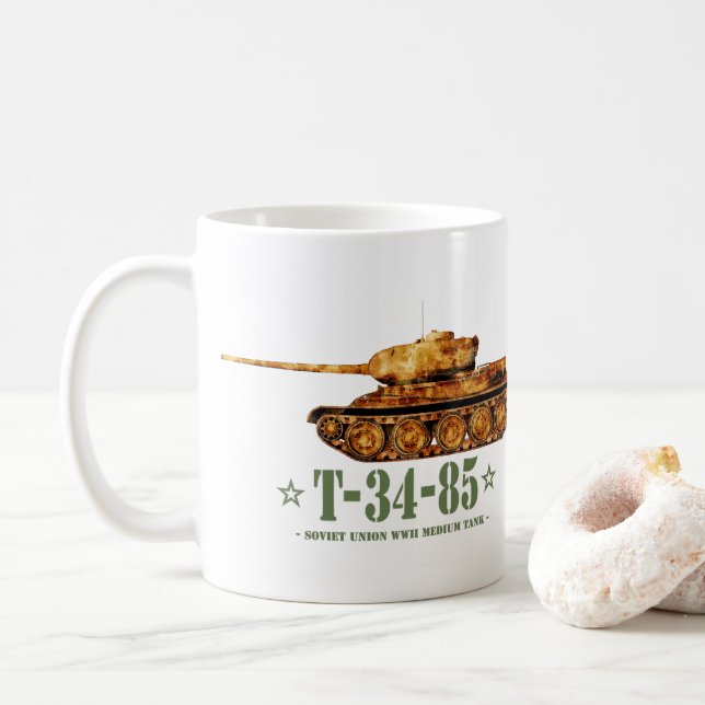T-34-85 Weltkrieg Zweite sowjetische Mitteltank Zw Kaffeetasse (Mit Donut)