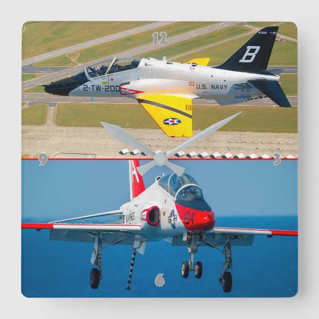 T-45C GOSHAWK QUADRATISCHE WANDUHR (Vorderseite)
