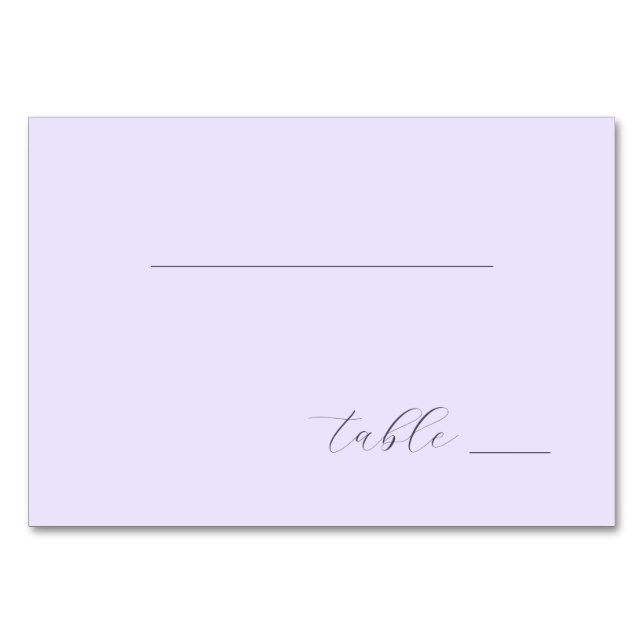 "T able" Minimalist Lavender Typographic Tischnummer (Vorderseite)