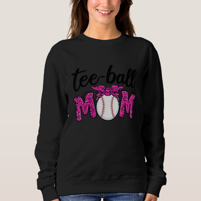 T Ball Mama Life Messy Bun Leopard Teeball Mama So Sweatshirt (Vorderseite)
