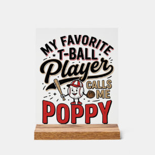 T-Ball Mohn Vintage-Stickerei-Shirt-Design_1 Acrylschild