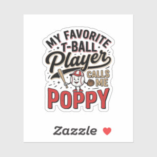T-Ball Mohn Vintage-Stickerei-Shirt-Design_1 Aufkleber
