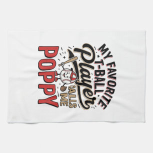 T-Ball Mohn Vintage-Stickerei-Shirt-Design_1 Geschirrtuch
