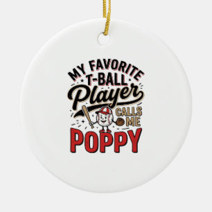 T-Ball Mohn Vintage-Stickerei-Shirt-Design_1 Keramik Ornament