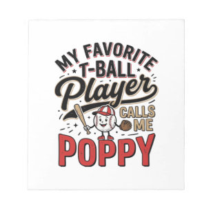 T-Ball Mohn Vintage-Stickerei-Shirt-Design_1 Notizblock
