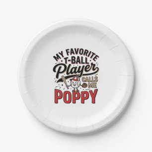 T-Ball Mohn Vintage-Stickerei-Shirt-Design_1 Pappteller