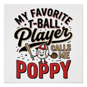 T-Ball Mohn Vintage-Stickerei-Shirt-Design_1 Poster