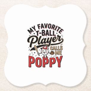 T-Ball Mohn Vintage-Stickerei-Shirt-Design_1 Untersetzer