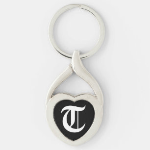 "T" Black Heart Keychain Schlüsselanhänger
