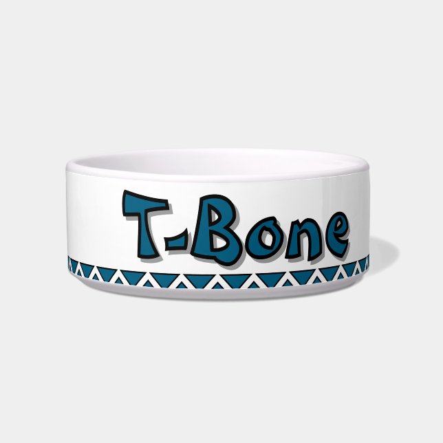 "T-BONE" - PERSONALISIERTE KERAMIK-HUNDESCHALE NAPF (Links)