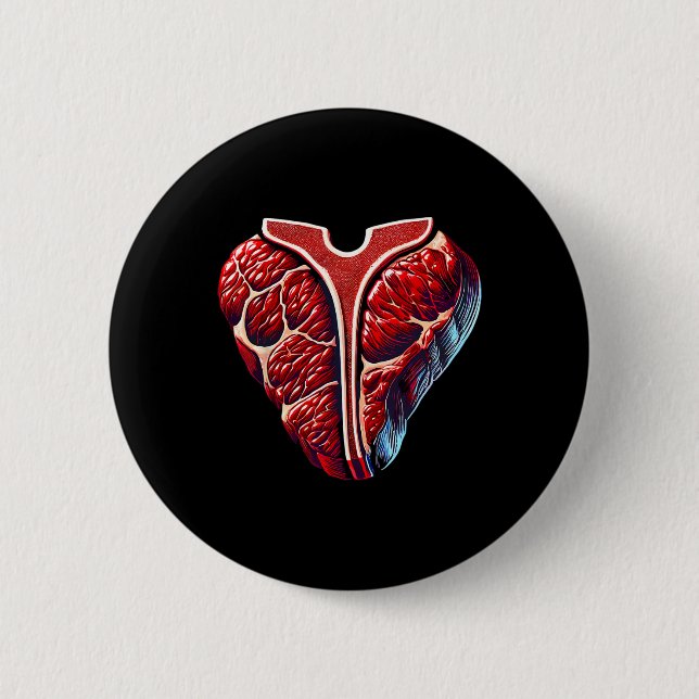 T-Bone-Steak-BBQ-Fleischliebhaber  Button (Vorderseite)