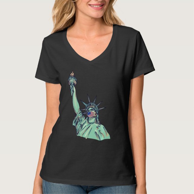 T Freiheitsstatue mit Gesichtsmaske T-Shirt (Vorderseite)