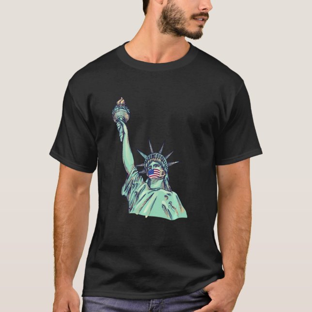 T Freiheitsstatue mit Gesichtsmaske T-Shirt (Vorderseite)