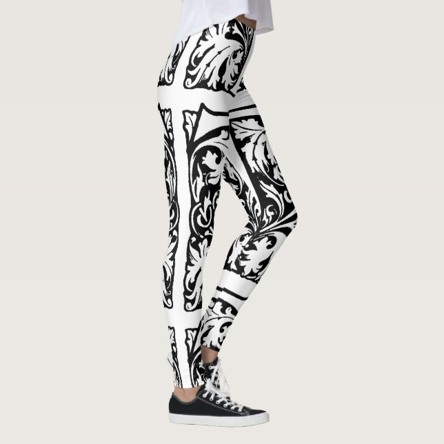 T für Terrific Black & White Handmade Yogo Pants Leggings (Rechts)