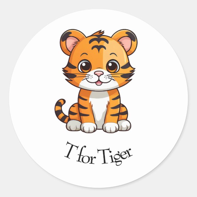 T für Tiger Runder Aufkleber (Vorderseite)