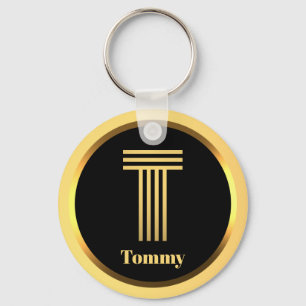 T Gold Mit Monogramm Buchstabe Personalisiert Schlüsselanhänger
