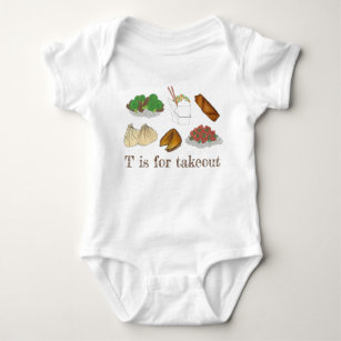 T is for Takeout Chinese Restaurant Takeaway Food Baby Strampler