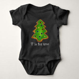 T ist für Baumweihnachtsbaum Grüne Keksferien Baby Strampler