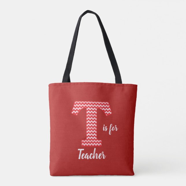 T ist für Lehrer Red Tote Bag (Rückseite)