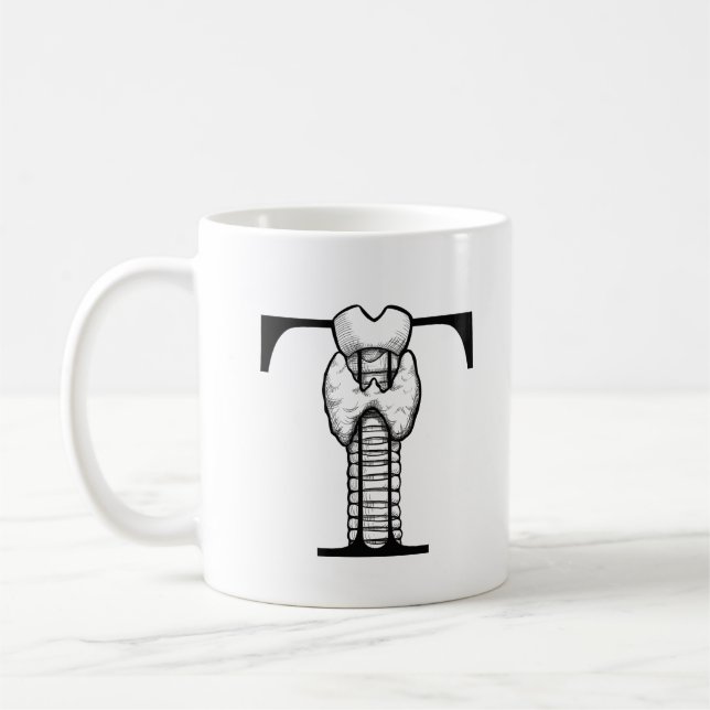 T ist für Schilddrüse (oder Trachea) (Tasse) Kaffeetasse (Links)