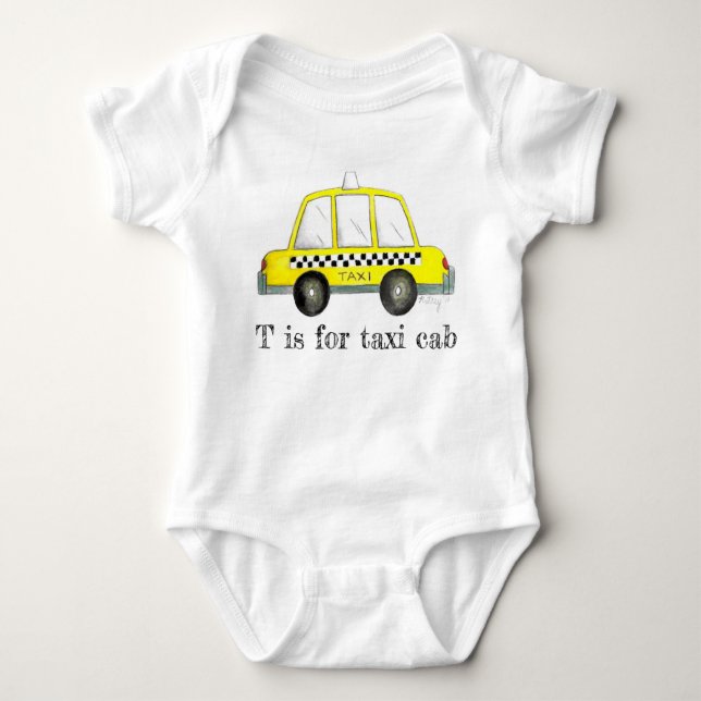T ist für Taxi Cab Yellow NYC New York City Schach Baby Strampler (Vorderseite)