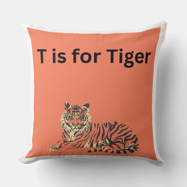 T ist für Tiger Throw Kissen (Vorderseite)