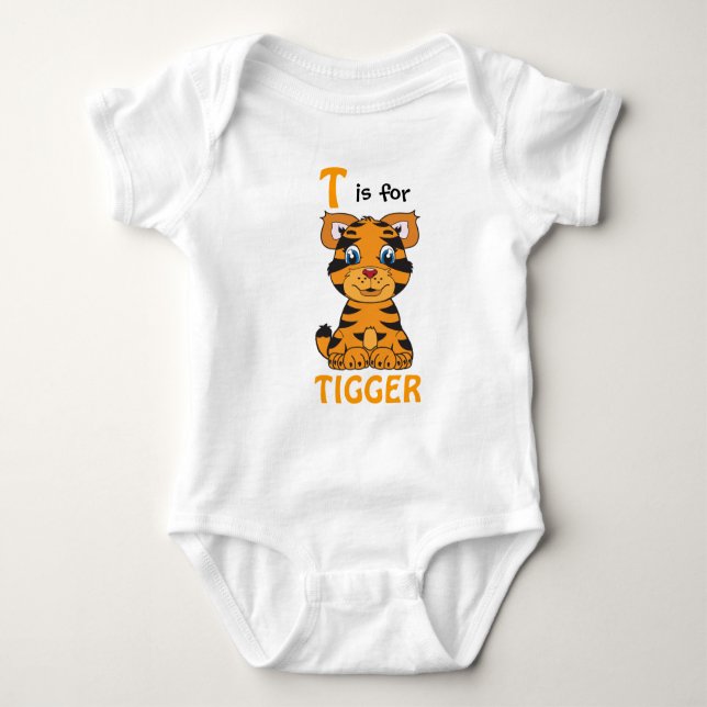 "T ist für TIGGER" Kinders-Shirt Baby Strampler (Vorderseite)