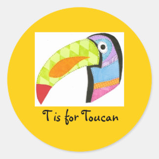 T ist für Toucan Runder Aufkleber