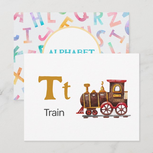 T ist für Zug - Alphabet Flash Card Postkarte (Vorne/Hinten)