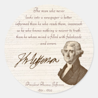 T. Jefferson: Wahrheit & Zeitungen - Aufkleber