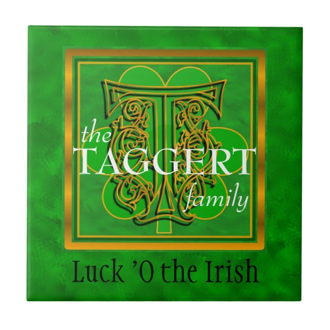 T ‚Luck of the Irish‘ Family Custom Monogram Tile Fliese (Vorderseite)