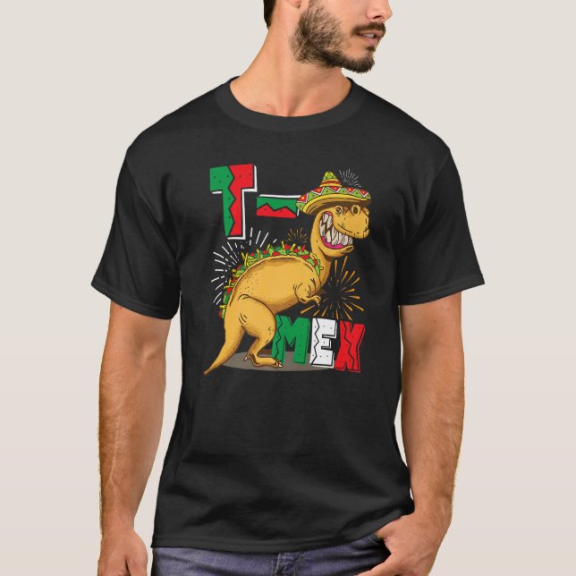 T Mex Tacosaurus Rex Taco Cinco De Mayo Dinosaurie T-Shirt (Vorderseite)