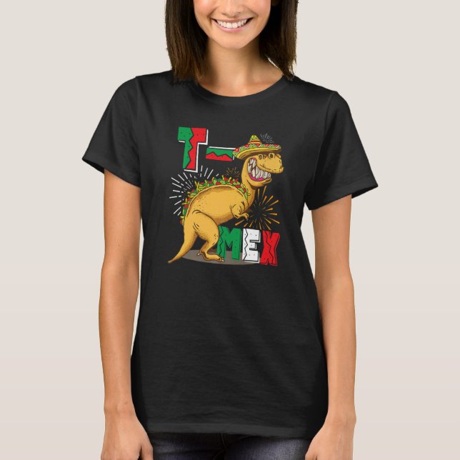 T Mex Tacosaurus Rex Taco Cinco De Mayo Dinosaurie T-Shirt (Vorderseite)