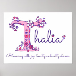 T monogram art Thalia girls name meint poster