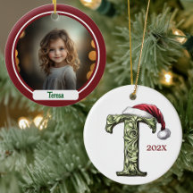 T Monogram Christmas Ornament